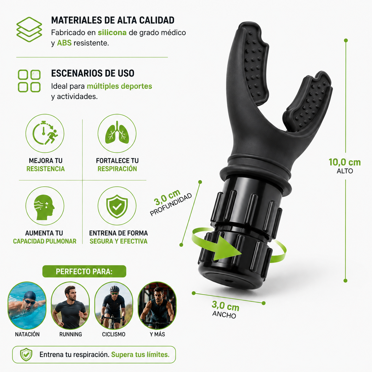 Entrenador Respiratorio Ajustable FiittPro | Mejora tu Resistencia